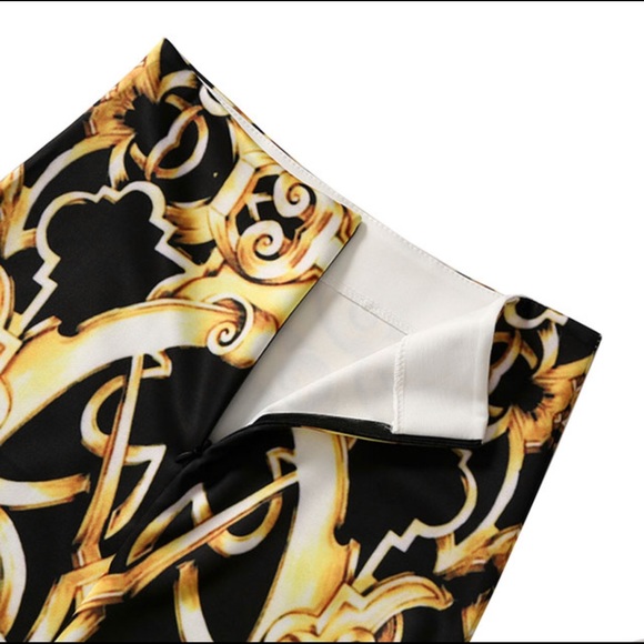NWT Black & Gold Baroque Pencil Skirt - Picture 7 of 7